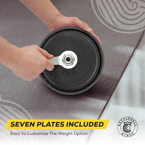 Kettlebell Kings Adjustable Competition Kettlebell - Adjustable Weight from 26 lb to 70 lb - Includes 7 Weight Plates for Strength Training at Home or Gym - Durable Steel Shell for Long-Lasting Use 6