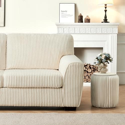 Mangodan 70" Corduroy Modern Loveseat Sofa Couch, Cozy Comfy Overstuffed Loveseat Couch Sofa with Square Wide Armrest, Extra Deep Seat Loveseat Couches for Living Room, Beige 7
