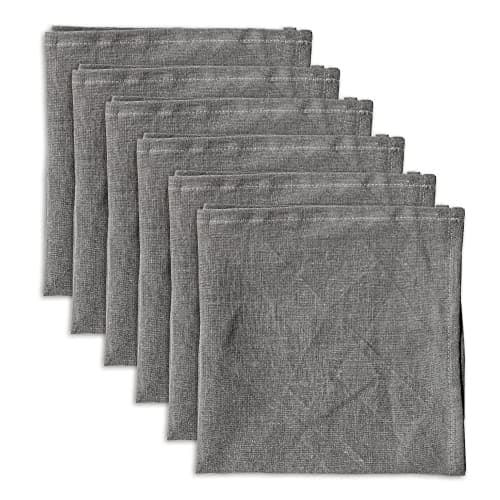 Linendo 100% Pure Linen Dinner Cloth Napkins 15 x 15 Inch Taupe Grey - Set of 6 Pack European Flax Natural Fabric Washable for Home and Kitchen