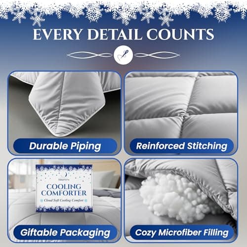 SLEEPHORIA Cooling Comforter - BreezeWeave Cooling Blanket Twin Size for Hot Sleepers & Deep Rest - Cloud Soft, Breathable, Ultra Durable, Easy Care, Reversible - 68 x 90 in (Light Grey & Dark Grey) 5