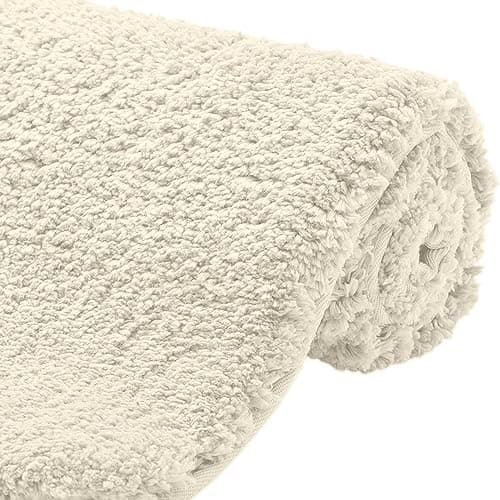 Gorilla Grip Premium Luxury Bath Rug, Absorbent, Soft, Thick Shag, Bathroom Mat Rugs, Machine Wash, Microfiber Dries Quickly, Mats for Bath Room, Shower, Bathtub and Spa Floors, 24x17, Cream Cream