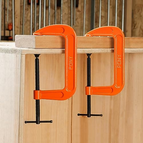 Pony 6-in C-Clamp Set, Clamps for Woodworking,1000lbs Load Limit, 2660 C-Clamp, Ideal for most DIY, Woodworking and Household Clamping Projects-2 Pack 7