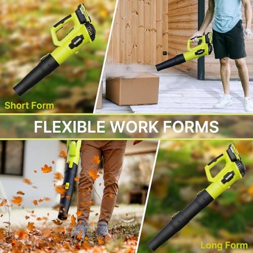 Leaf Blower, 21V Cordless Electric Blower with 2 2.0Ah Batteries and 1 Hour Fast Charger, Lightweight Leaf Blower for Patio Cleaning, Lawn Care, Blowing Fallen Leaves and Dust, etc. 5