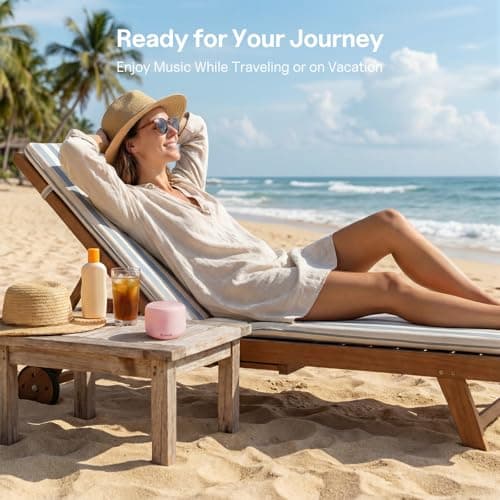 Bobtot Portable Bluetooth Speakers with Strap Easy to Carry, Wireless IPX5 Waterproof Mini Speaker with Loud Stereo Sound, 20 Hours Playtime, Rechargeable Battery, Built-in Microphone, Pink 9