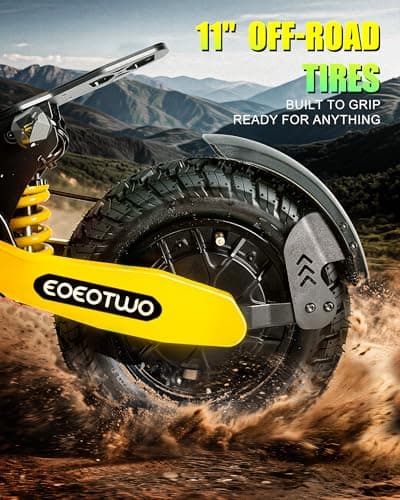 EOEOTWO Electric Scooter for Adults, 1200W Motor Fast E-Scooter, 11" Off-Road Tires, Up to 30 MPH Top Speed & 20/43 Miles Long Range Heavy Duty Electric Scooter, Foldable (48V 13Ah, Yellow) ﻿ ﻿ ﻿ 6