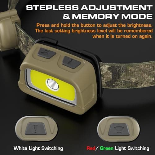 EverBrite Rechargeable Headlamp - 350 Lumens Head Lamp for Adults, 7 Modes with White/Red/Green Light, 30°Adjustable LED Headlight for Camping, Running, Hunting, and Hiking 6