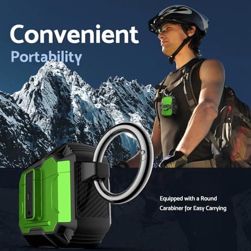 DASFOND Armor Cover Airpods 3 Generation Case, Military Grade Full Body Shockproof Protection Hard Case, Support Wireless Charging with Keychain, Magnetic Lid, Front LED Visible, Grass Green 6