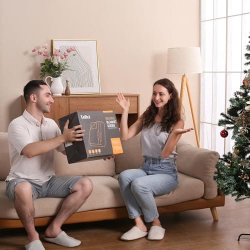 Tefici Heated Blanket Queen Size with Dual Control，Soft Flannel Electric Blanket Queen,Fast Heating with 3 Heat Levels,8 Hours Auto Off,Machine Washable, ETL&FCC Certified，84x90Inch，Gray 8