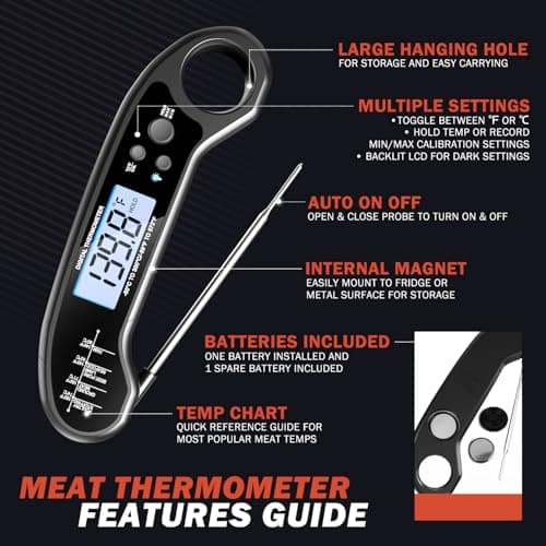 Meat Thermometer Digital, Instant Read Meat Thermometer for Grill and Cooking, with Bottle Opener, Backlight & Calibration Food Thermometer, Kitchen Gadgets for BBQ, Turkey, Candy, Liquids 7