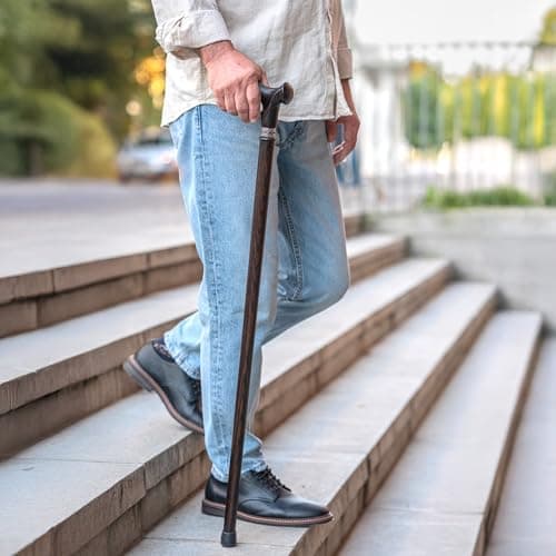 Asterom Walking Cane - Handmade, Ergonomic, Canes for Men - Wooden Walking Sticks for Seniors, Unique (Walnut, 36 Inches) 6