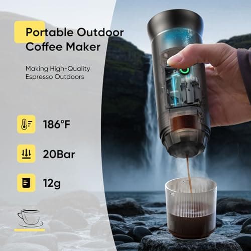 Portable Espresso Machine, Travel Coffee Machine for Camping, Car Self-Heating Coffee Maker with USB-C,Compatible With Ground Coffee & NS Capsules, Portable Espresso Maker for RV, Home, Hiking 5