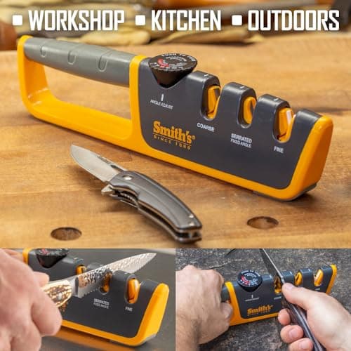 Smiths Adjustable Manual Knife Sharpener Gray/Yellow S-50264 9