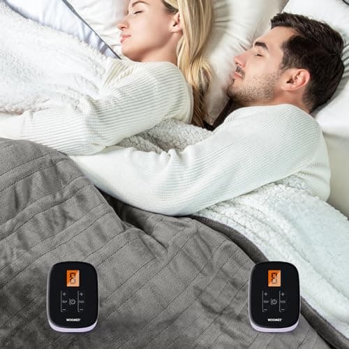 WOOMER Heated Blanket, King Size 90"x 100" Soft Flannel Fast Heating Blanket with Multi-Color Option, 10 Heating Levels & 0.5-12H Auto Off, Over-Heat Protection
