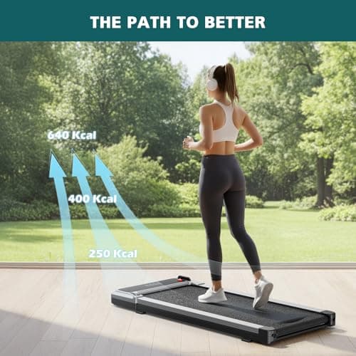 Smug Compact Armless Treadmill, Space Saving Design for Home & Office, Quiet Under Desk Walking Pad, 200 Lbs Capacity 3 in 1 Portable Walking Treadmill 9