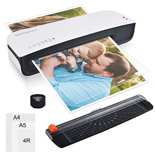 Laminator, A4 Laminater Machine, 9 Inch Thermal Laminater Machine, 4 in 1 Personal Desktop Cold Laminator with Paper Cutter and Corner Rounder 15 Laminating Pouches for Office School Business Use 8