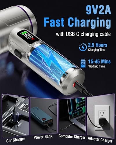 AOHPEGN Handheld Car Vacuum Portable Cordless, 22000Pa High-Power Suction Hand held Vacuum Cleaner & Air Duster for Car Cleaning, Home, Office, Pet Hair | Multi-Nozzle, Washable Filter, LED Light 6