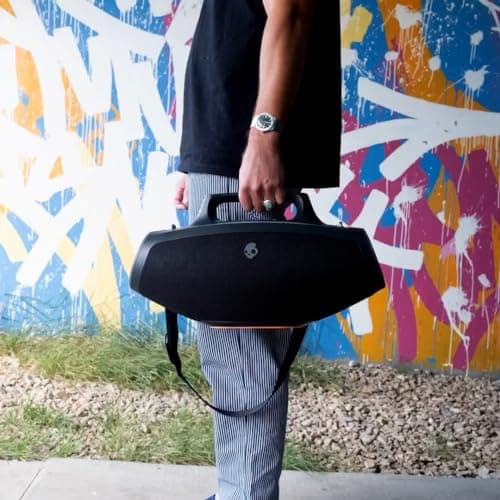 Skullcandy Barrel Bluetooth Boombox Speaker – Water-Resistant Wireless Portable Speaker, with LED Lightshow Mode, 12 Hour Battery, Multi-Link, & USB-C & USB-A Output Charging 5