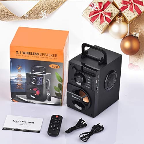 Bluetooth Speaker, Portable Bluetooth Speakers with Subwoofer Wireless Stereo Sound Rich Bass Outdoor Party Speakers Support Remote Control FM Radio LED Lights 7