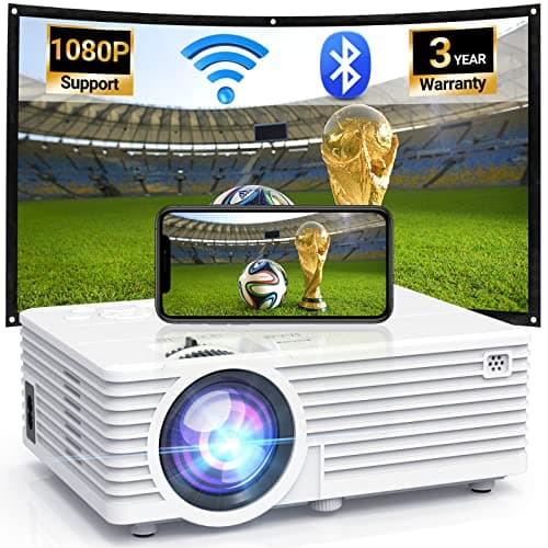 Projector with WIFI and Bluetooth, Full HD 1080P Supported Home Movie projector, Portable Outdoor Projector Compatible with HDMI, USB, TV Stick, Smartphone, Laptop