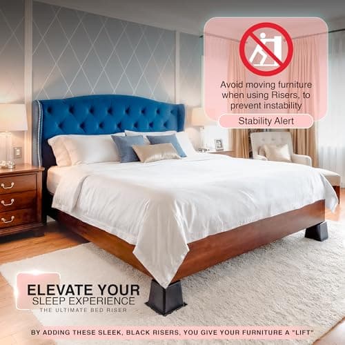 Utopia Bedding Bed Riser, 3 & 5 Inches Adjustable Furniture Risers for 8 Inch Combined Furniture Lift, Under Bed Storage & Dorm Room Essential, Supports Up to 1,300 lbs (4 Set, Black) 9