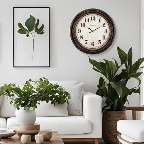 Westclox Traditional Large Wall Clock – Battery-Operated 24-Inch Vintage Distressed Dial, Metal Hands, Glass Lens, Quartz Accuracy (Black-Brown, 24-Inch) 7