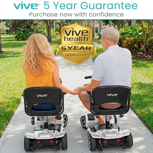 Vive 4 Wheel Mobility Scooter - Electric Powered Wheelchair Device - Compact Heavy Duty Mobile for Travel, Adults, Elderly - Long Range Power Extended Battery with Charger & Basket 9