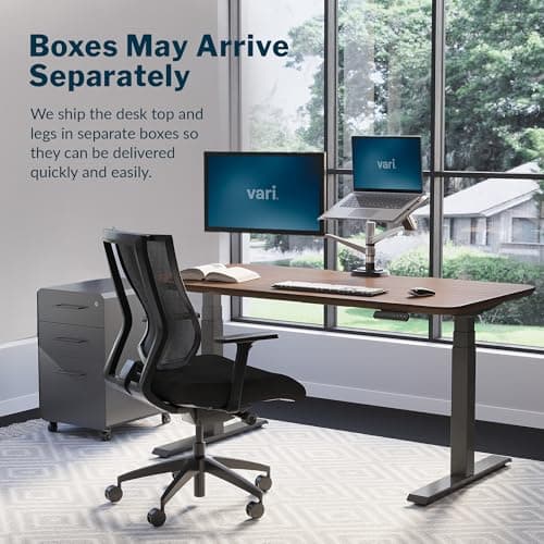Vari Electric Standing Desk - 60x30 VariDesk, Adjustable Height Stand Up Computer Desk - Dual Motor with Memory Presets, Stable T-Style Legs- Home Office Essentials - Walnut 7
