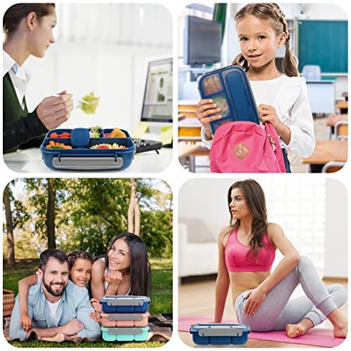 MaMix Bento Box Adult, Lunch Box Kids, Lunch Containers for Adults/Kids/Students,1300ML-4 Compartment Bento Box (blue) 7