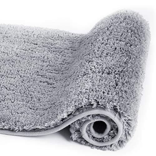 Walensee Bathroom Rug, Non Slip Bath Mat (16 x 24, Grey) Water Absorbent Soft Microfiber Shaggy Mat Machine Washable, Thick Plush Rugs for Shower