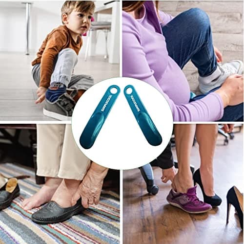 SIMPLECOOL Plastic Shoe Horn, Portable Travel Shoe Horns. Small Shoehorn Boot Shoehorns, Shoes Wearing Helper Spoon Stick Assist Tool for Men Women Seniors Kids. (Blue/7.5"/2pcs) 6