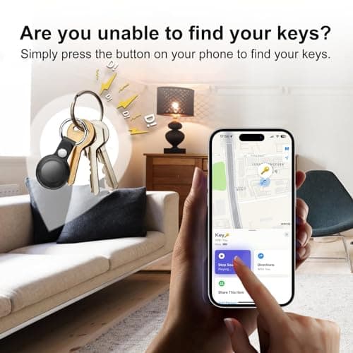 VODESON Ultra-Light & Mini Bluetooth Tracker, IP67 Waterproof, Keys/Luggage/Suitcases Finder, Compatible with Find My App (iOS), Replaceable Battery, 2-Pack, Black 6