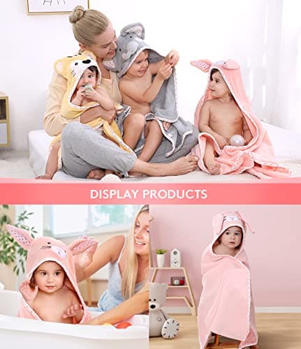 TBEZY Hooded Towel for Kids 100% Cotton Ultra Soft with Unique Animal Design Large for Infants 3-10 Years (Bunny) 6