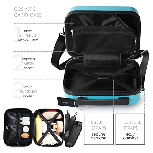 TRAVELARIM 20 Inch Carry On Luggage 22x14x9 Airline Approved, Carry On Suitcase with Wheels, Hard-shell Carry-on Luggage, Durable Luggage Carry-On, Teal Small Suitcase with Cosmetic Case 7