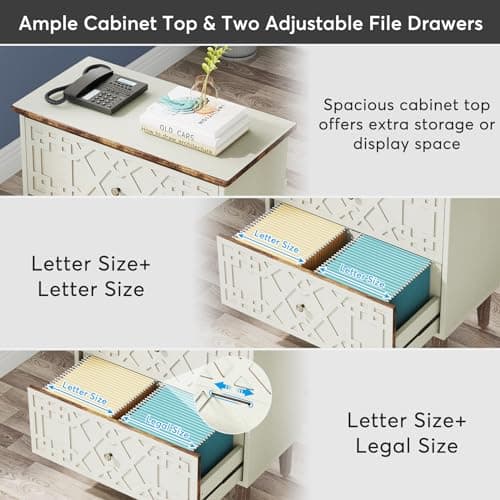 LITTLE TREE 2-Drawer File Cabinet, Lateral Filing Cabinet for A4/Letter/Legal Size, Office Storage Cabinet, Printer Stand with Storage Drawer for Home Office 7