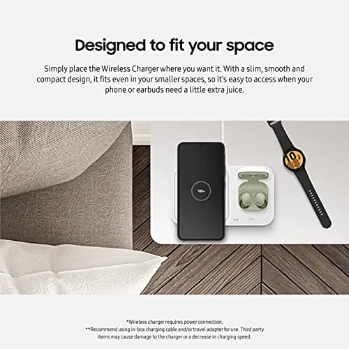 SAMSUNG 15W Wireless Charger Duo w/USB C Cable, Charge 2 Devices at Once, Cordless Super Fast Charging Pad for Galaxy Phones and Devices, 2022, US Version, Black 5