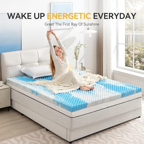 SINWEEK 2 Inch Egg Crate Memory Foam Mattress Topper Twin Size, Soft Mattress Pad for Back Pain Relief, Bed Topper, CertiPUR-US Certified, Blue 6