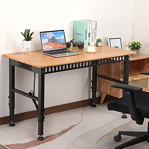 OLBRUS 48 "Adjustable Workbench with Power Outlet, Heavy Duty 2000 LBS Load Capacity Hardwood Workbench Suitable for Workshop, Office, Garage, Home 7