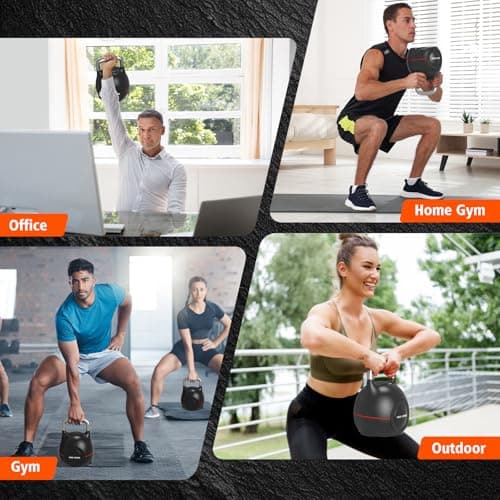 HXD-ERGO Adjustable Kettlebell Weight Set-Quickly Adjusts 7 Weights,Ergonomic kettlebell sets for Home Gym (Black) 8