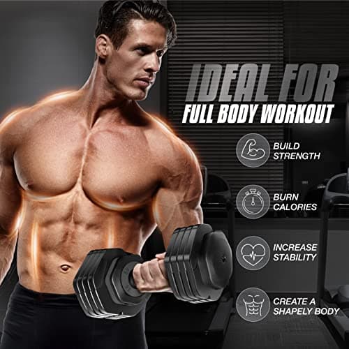 Yes4All One Second Multi Weight Adjustable Dumbbells Set of 2 for Different Workout Levels - 55LBS - Single - Grey Grip 5