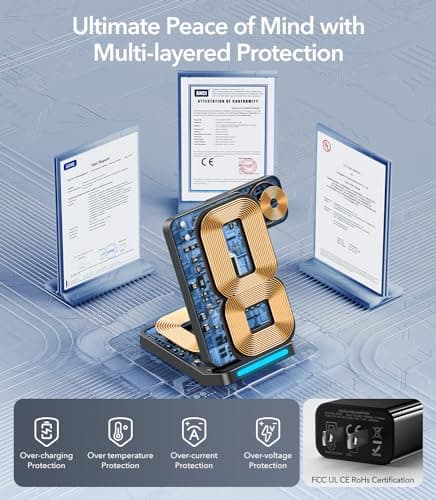 Foldable Wireless Charger for Samsung, 3 in 1 Fast Wireless Charging Station Stand for Samsung Galaxy S25 Ultra S24/S23/S22/S21/Note/Z Fold 7 ZFlip 7/6/5,Galaxy Watch 8/Ultra/7/6/5, Galaxy Buds, Black 6