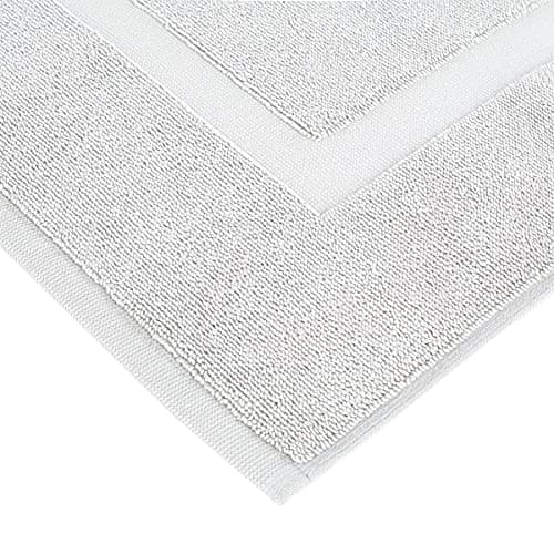 Amazon Basics Banded Bathroom Bath Rug Mat, 100% Cotton, 31 x 20 inches, Soft Silver 5