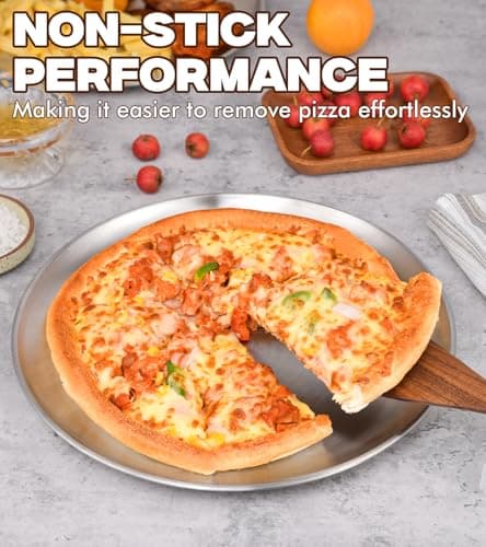 Yuiicaov Stainless Steel Pizza Pan 12 inch, Pizza Pan for Oven, Steel Pizza Tray, Thick Round Pizza Plate Pizza Baking Sheet, Easy Clean & Dishwasher Safe, Set of 1 6
