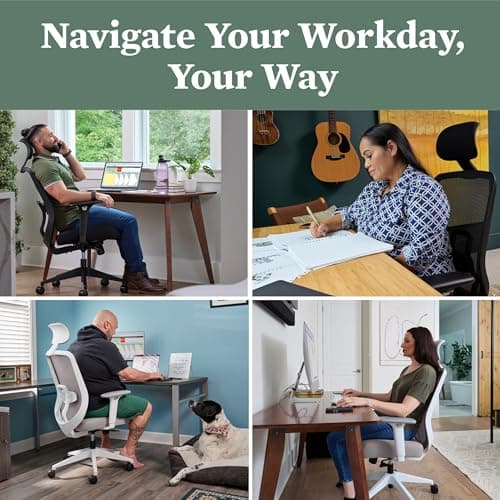 HON Altern Ergonomic Office Chair with Headrest, Arms, Wheels, Foam Cushion Seat, Mid Back Home Office Desk Chair Comfy, Gaming Chair, Height Adjustable Arms, Synchro-Tilt, Seat-Slide, Black 6