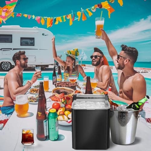 Sweetcrispy Countertop Ice Maker, Portable Ice Machine Self-Cleaning, 9 Cubes in 6 Mins, 26 lbs/24Hrs, 2 Sizes of Bullet Ice for Home Party Office,Elegant Black 8