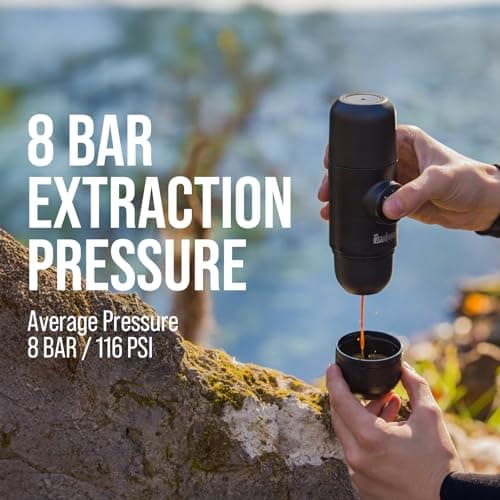 WACACO Minipresso GR, Portable Espresso Machine, Compatible Ground Coffee, Hand Coffee Make, Travel Gadgets, Manually Operated, Perfect for Camping 6