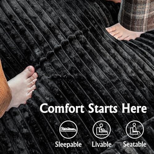 Black sectional couches for Living Room Corduroy Couch，104" Cloud Sectional Couch with L-Shape Chaise， Modern Modular Sofa, Deep Seat Comfort, No Assembly Required(Plush Corduroy Fabric) 6