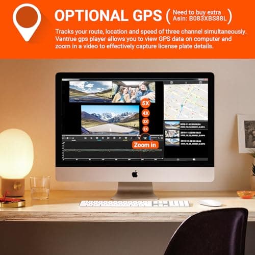 VANTRUE N4 3 Channel Dash Cam, 4K+1080P Dual Channel, 1440P+1440P+1080P Front Inside Rear Three Way Triple Car Dash Camera, IR Night Vision, Capacitor, 24 Hours Parking Mode, Support 256GB Max 9