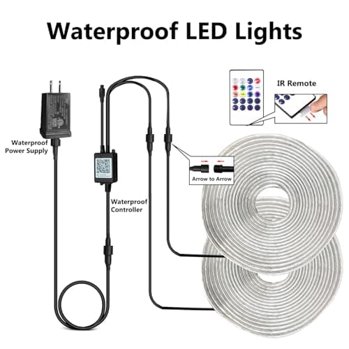 100ft Outdoor LED Strip Lights Waterproof, IP67 Waterproof LED Light Strips with Remote and APP Control, Timing, Music Sync RGB Exterior LED Rope Lights for Outside, Roof, Deck, Balcony, Garden, Pool 8