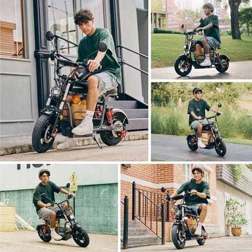 iScooter Adults Electric Scooter with Seat, 1500W Motor, 45 Miles Long Range, 35MPH Top Speed,15"3.0" Vacuum Pneumatic Tires, hydraulic Disc Brake,Dual Suspension, Commuter Escooter with Basket & Bag 9