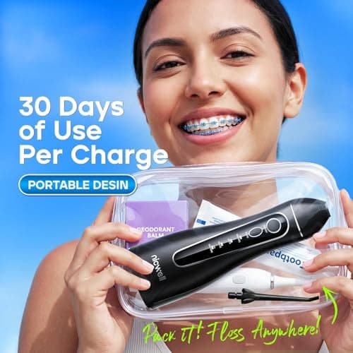 Nicwell Water Dental Flosser Pick for Teeth: 4 Modes 300ml Cordless Portable Rechargeable Oral Irrigator IPX7 Waterproof Cleaner Pik Deep Cleaning Flossing Pic Machine for Home Travel 5